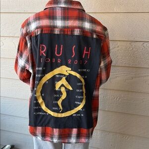 Rush Tour 2007 Upcycled Flannel Shirt Unisex Size XL Handmade